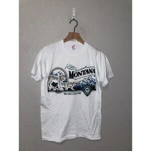 Vintage Montana Shirt Big Sky Country Preseve Nature Wolf White Tee 90s Small